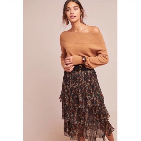 Anthropologie Moth Raspail Boatneck Camel Tan Sweater XS - Picture 9 of 9